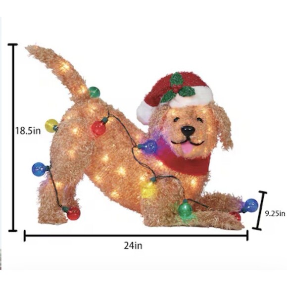 Christmas Goldendoodle 2-ft Incandescent Playful Doodle Dog Holiday Yard Decor - Picture 1 of 2